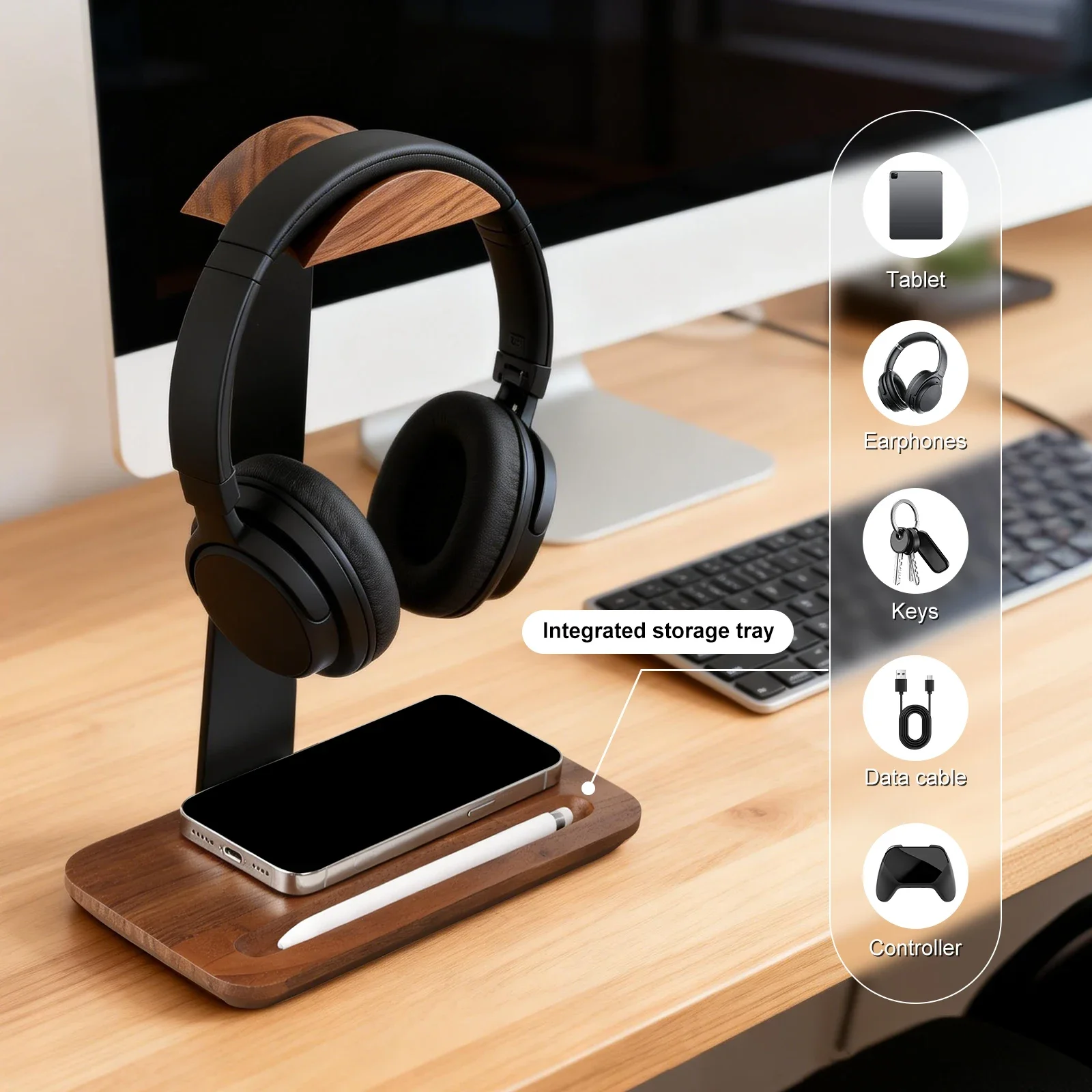 Universal Wood Headphone Stand - đánh giá và giá Headset Stand